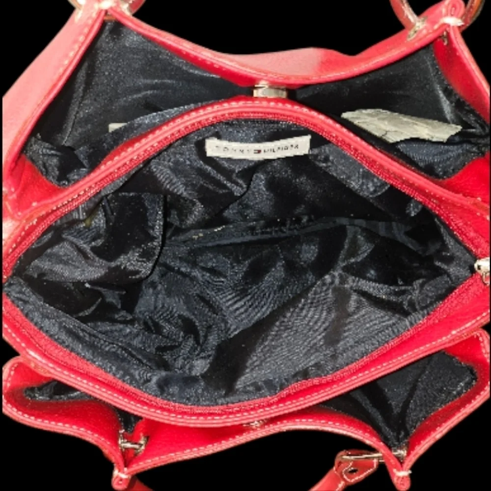 Tommy Hilfiger Red Faux Leather City Slouchy Large Handbag